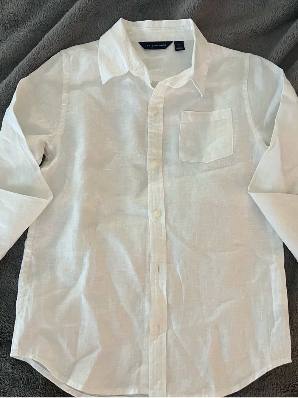 Janie and Jack Boys White Button-Down Linen Shirt